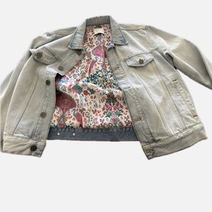 Sandro Light Blue Jean Jacket with Floral Lining